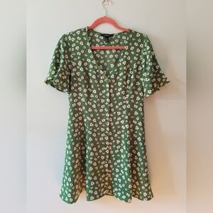 Green Floral Mini Dress